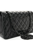Lambskin Quilted Medium Double Flap So Black