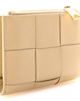 Nappa Maxi Intrecciato Small Bi-Fold Zip Wallet Porridge