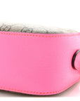 GG Supreme Monogram Textured Dollar Calfskin Web Ophidia Small Crossbody Bag Beige Ebony Fuchsia