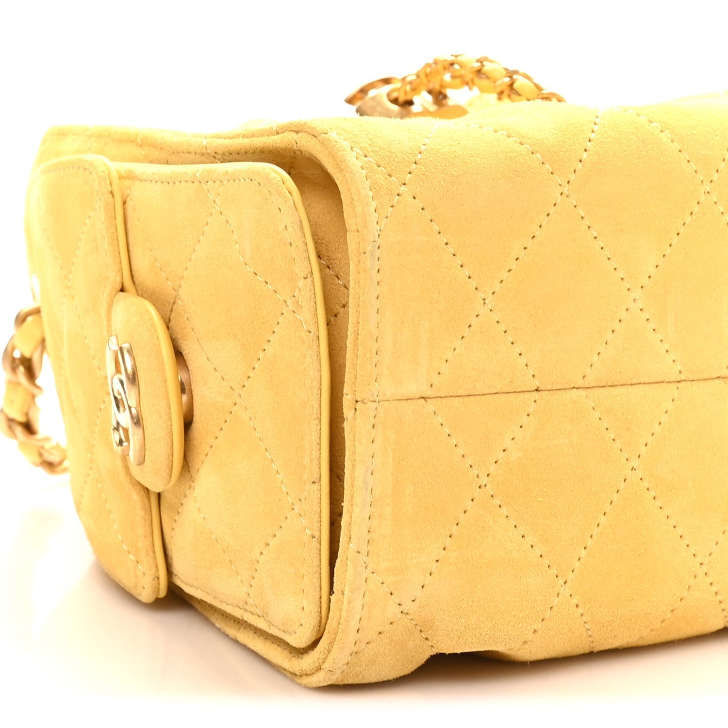 Suede Quilted Mini CHNL 25 Handbag Yellow