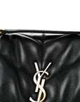 Lambskin Quilted Toy Loulou Puffer Monogram Chain Satchel Black