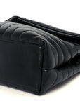 Calfskin Y Quilted Monogram Monochrome Medium Loulou Chain Satchel Black