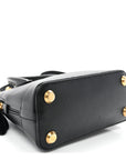 Signature Grained Calfskin Logo XXS Ville Top Handle Bag Black White
