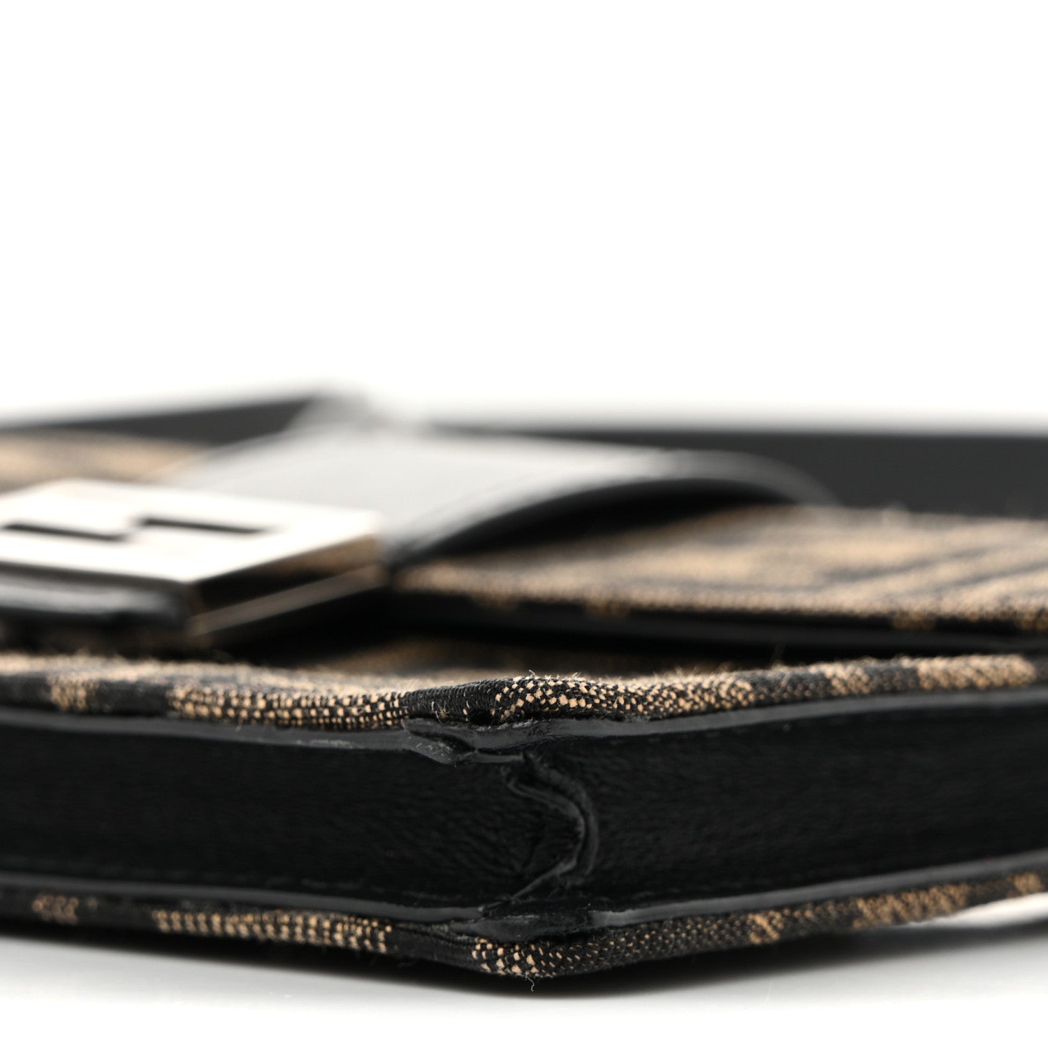 Recycled Fabric Jacquard Vitello Grace FF 1974 Baguette Belt Pouch Tobacco Moro Black