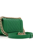 Caviar Quilted Small Boy Flap Green