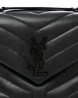 Calfskin Y Quilted Monogram Monochrome Small Loulou Chain Satchel Black
