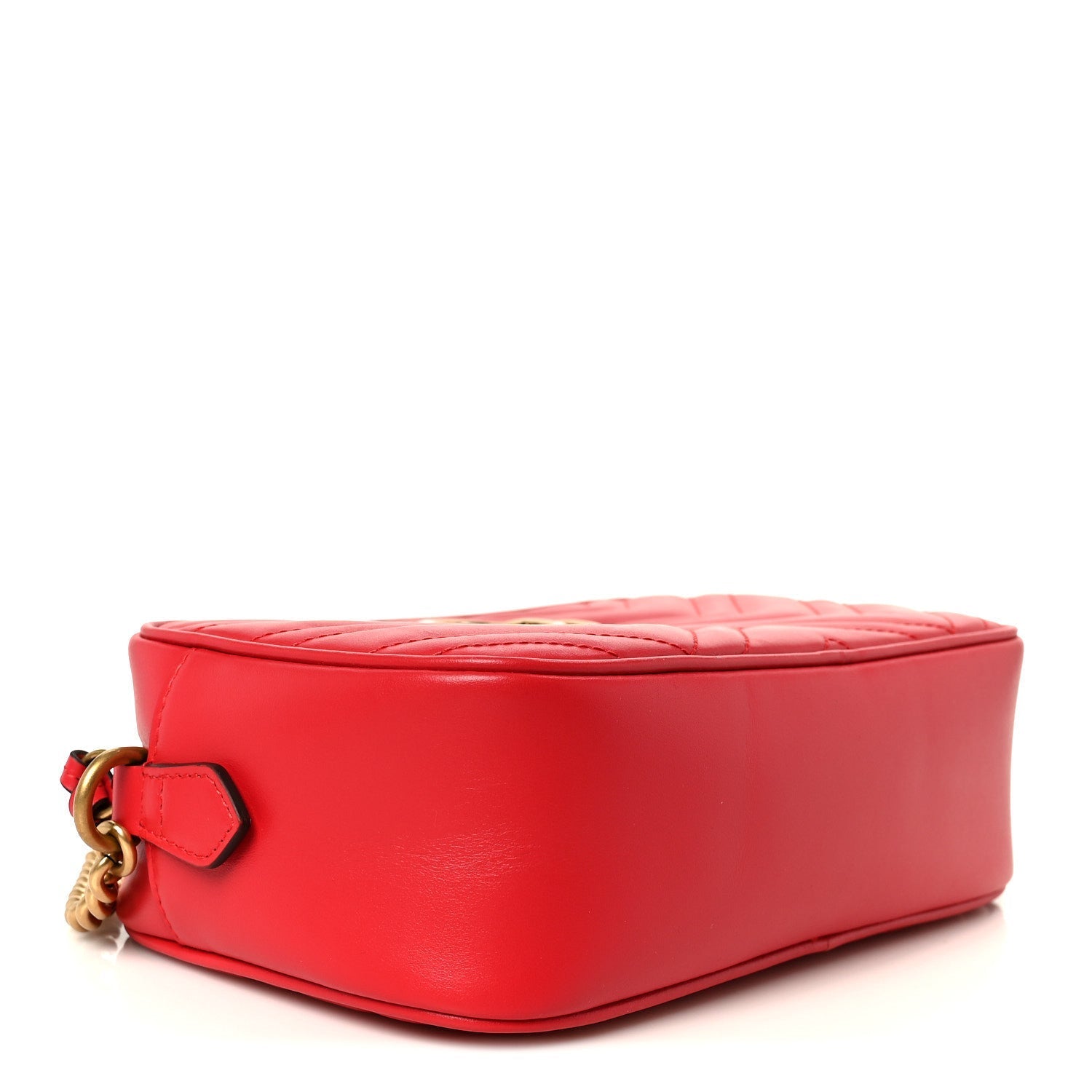 Calfskin Matelasse Small GG Marmont Chain Shoulder Bag Hibiscus Red