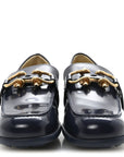 Glossy Calfskin Monsieur Loafers 37.5 Navy Blue