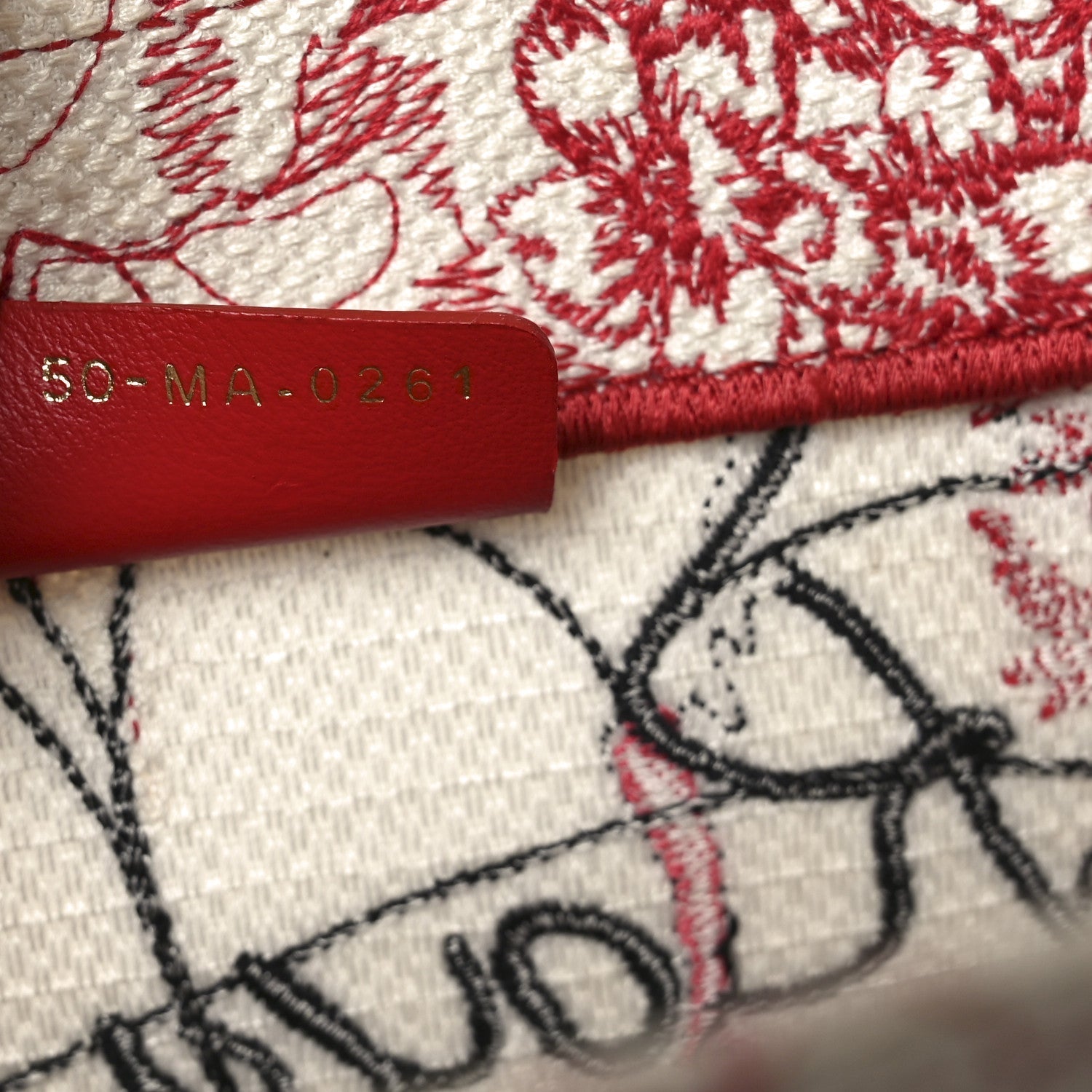 Canvas Embroidered Medium D1ORamour D-Royaume Book Tote Red Multicolor