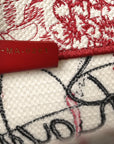 Canvas Embroidered Medium D1ORamour D-Royaume Book Tote Red Multicolor