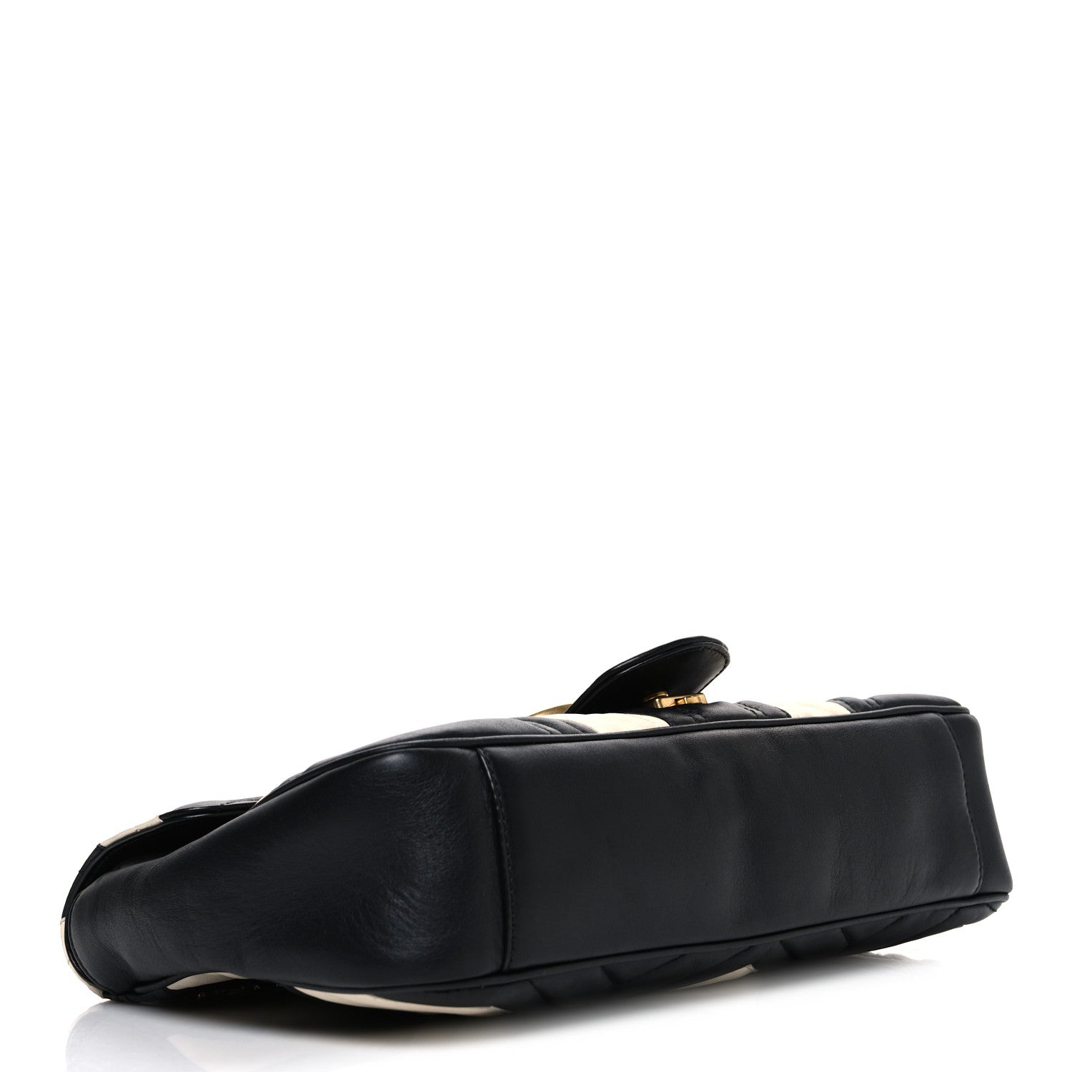 Calfskin Matelasse Medium GG Marmont Shoulder Bag Black White