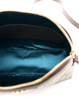 GG Supreme Monogram Textured Dollar Calfskin Web Small Ophidia Dome Shoulder Bag Beige Ebony New Acero