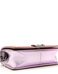 Metallic Patent Calfskin Quilted Medium Boy Flap Light Pink