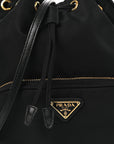 Nylon Vela Saffiano Mini Bucket Crossbody Bag Black