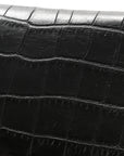 Calfskin Crocodile Embossed Small Classic Monogram Kate Tassel Satchel Black