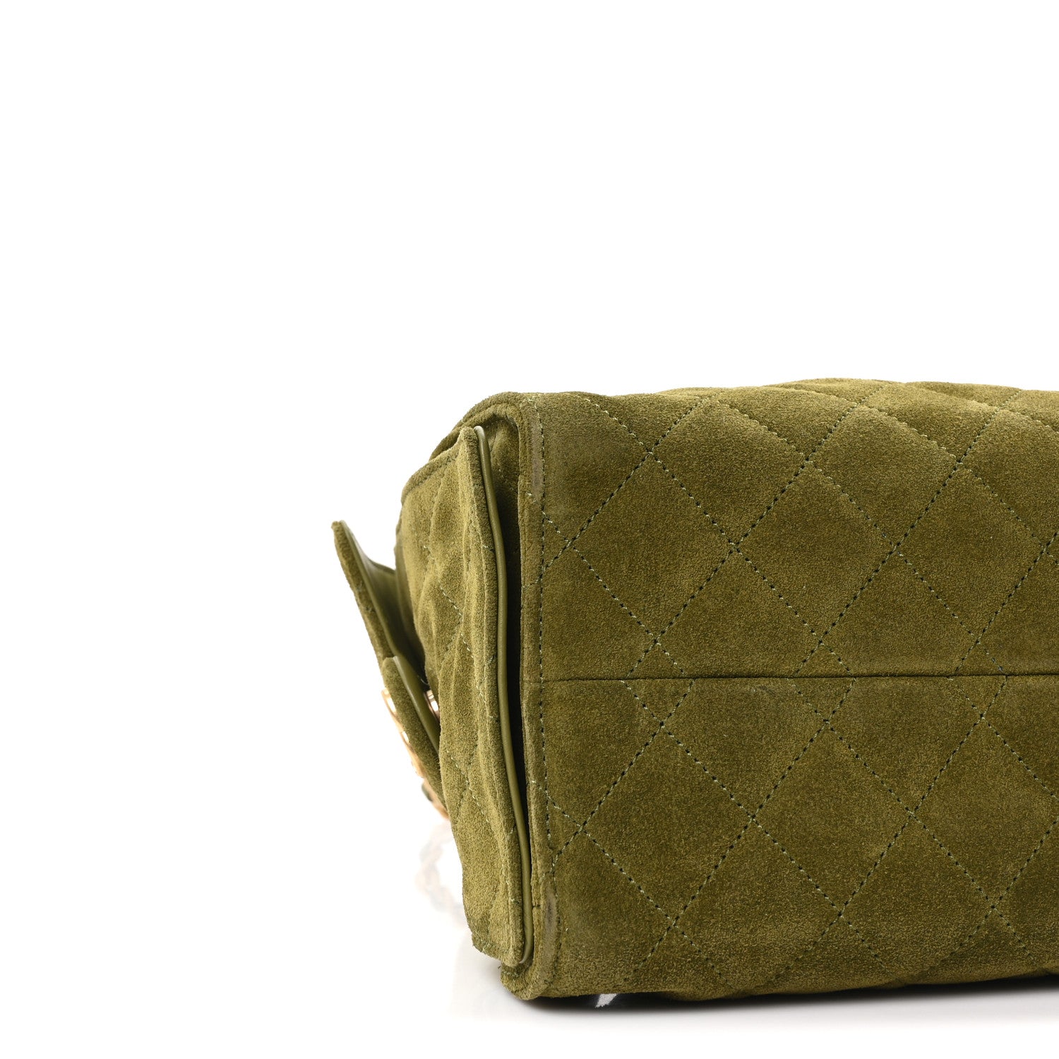 Suede Quilted Small CHNL 25 Handbag Khaki