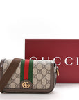GG Supreme Monogram Web Mini Ophidia Flap Shoulder Bag Brown