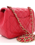 Lambskin Quilted Mini Square Flap Dark Pink