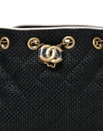 Braided Raffia Calfskin Quilted Mini CHNL 25 Handbag Black White