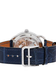 Stainless Steel Alligator Diamond Bezel Blue Mother of Pearl 38mm Arceau Petite Lune Automatic Watch Bleu Saphir