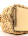 Raffia Lurex Vitello Laminato F is FNDI FF Crochet Mini Mon Tresor Bucket Bag Natural Oro