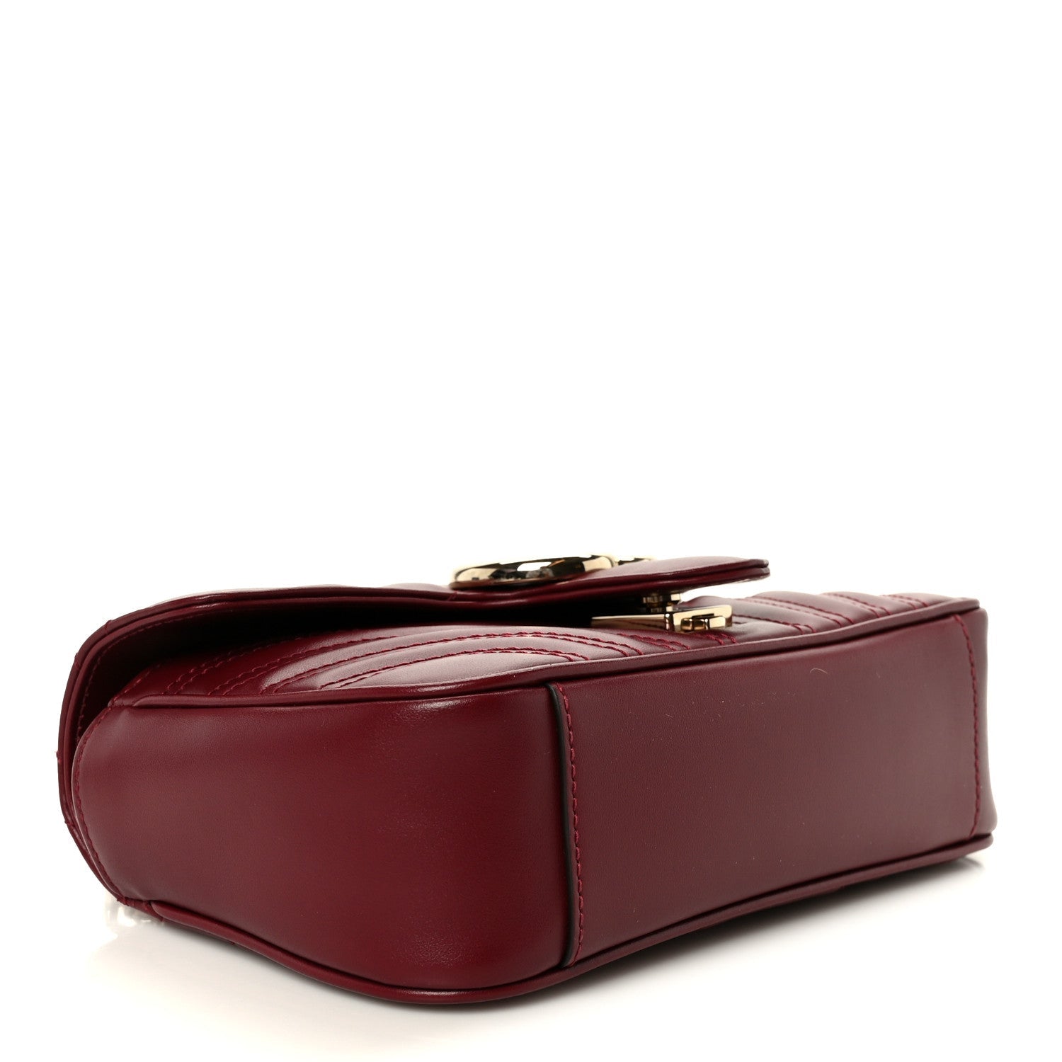 Calfskin Matelasse Mini GG Marmont Shoulder Bag Rosso Ancora