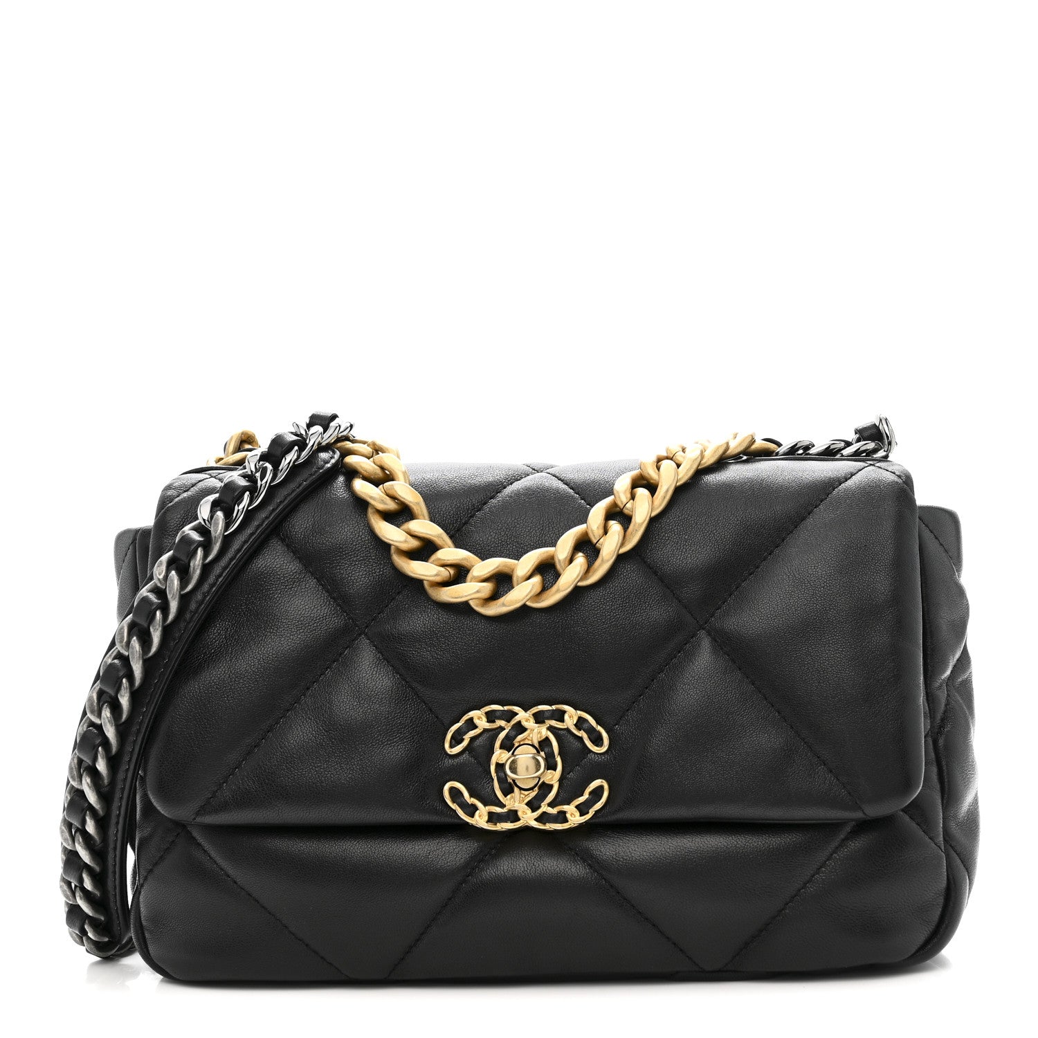 Lambskin Quilted Medium CHNL 19 Flap Black