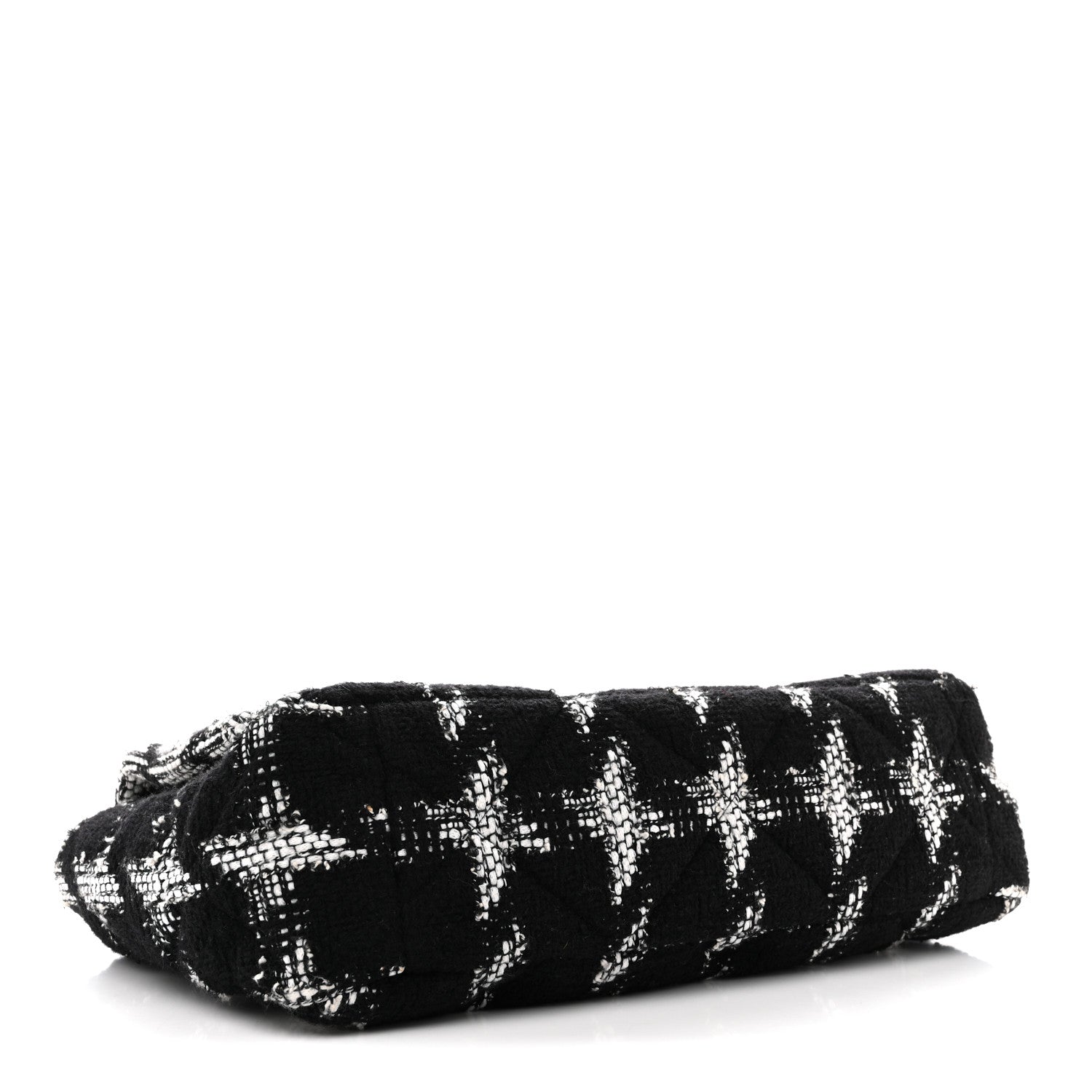 Tweed Quilted Maxi CHNL 19 Flap Black White