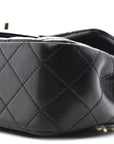 Lambskin Quilted Mini Rectangular Flap Black