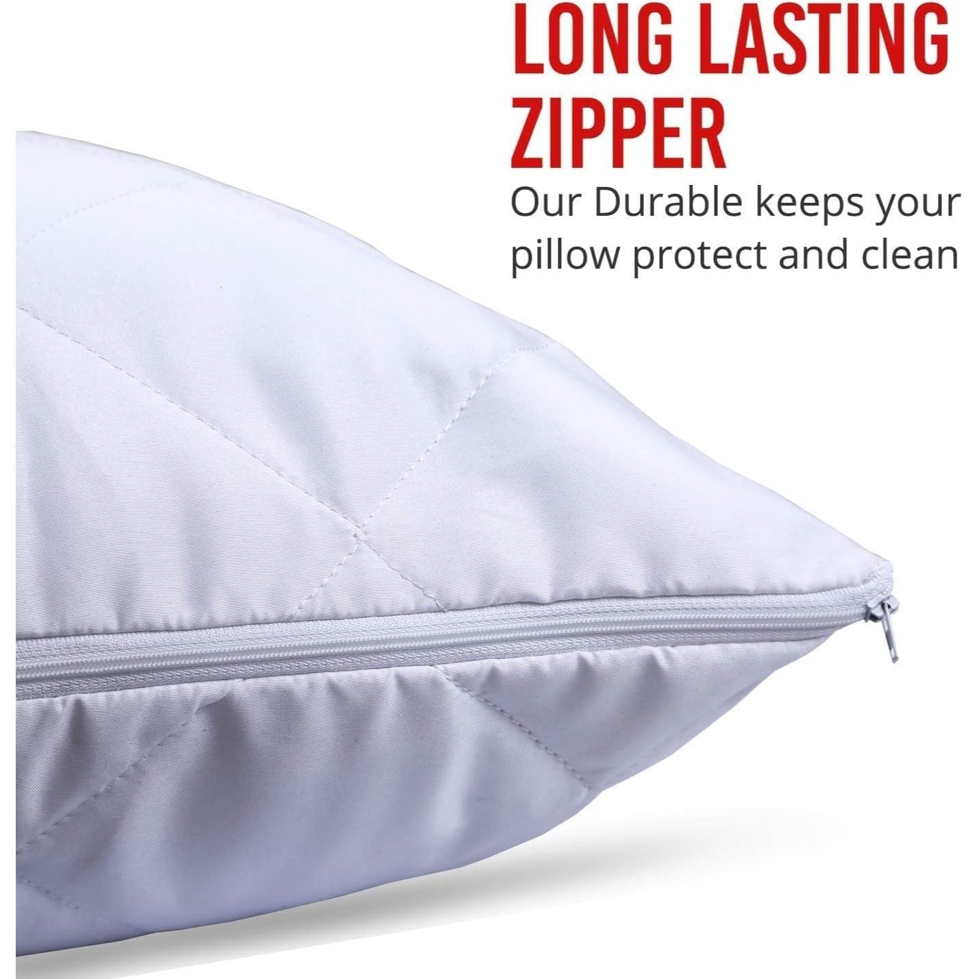 Vaccaro Ultra Luxe Quilted Zipped Pillow Protectors - 50 x 75 cm - White