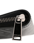 Coated Canvas La Greca Signature  Black Gray