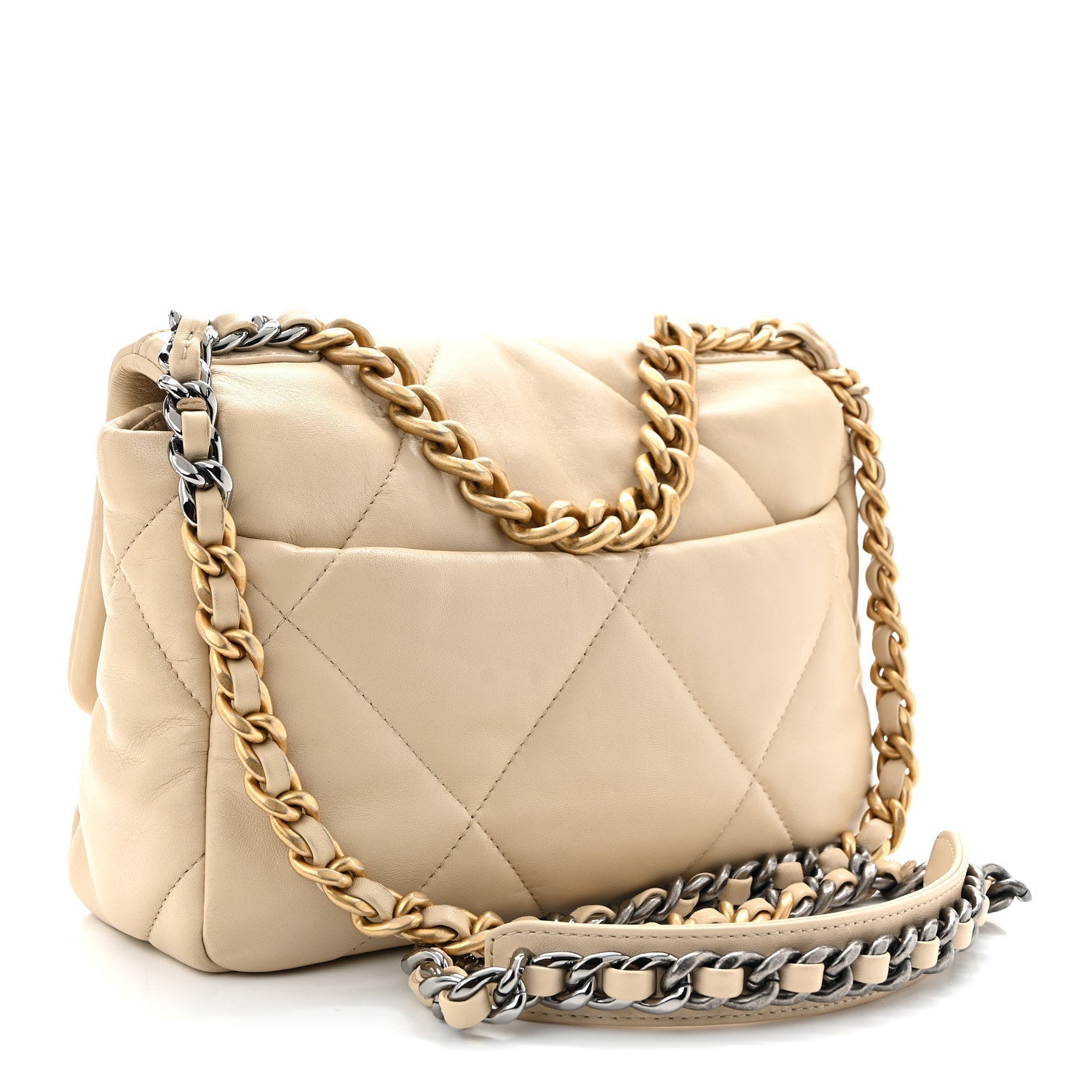 Lambskin Quilted Medium CHNL 19 Flap Light Beige