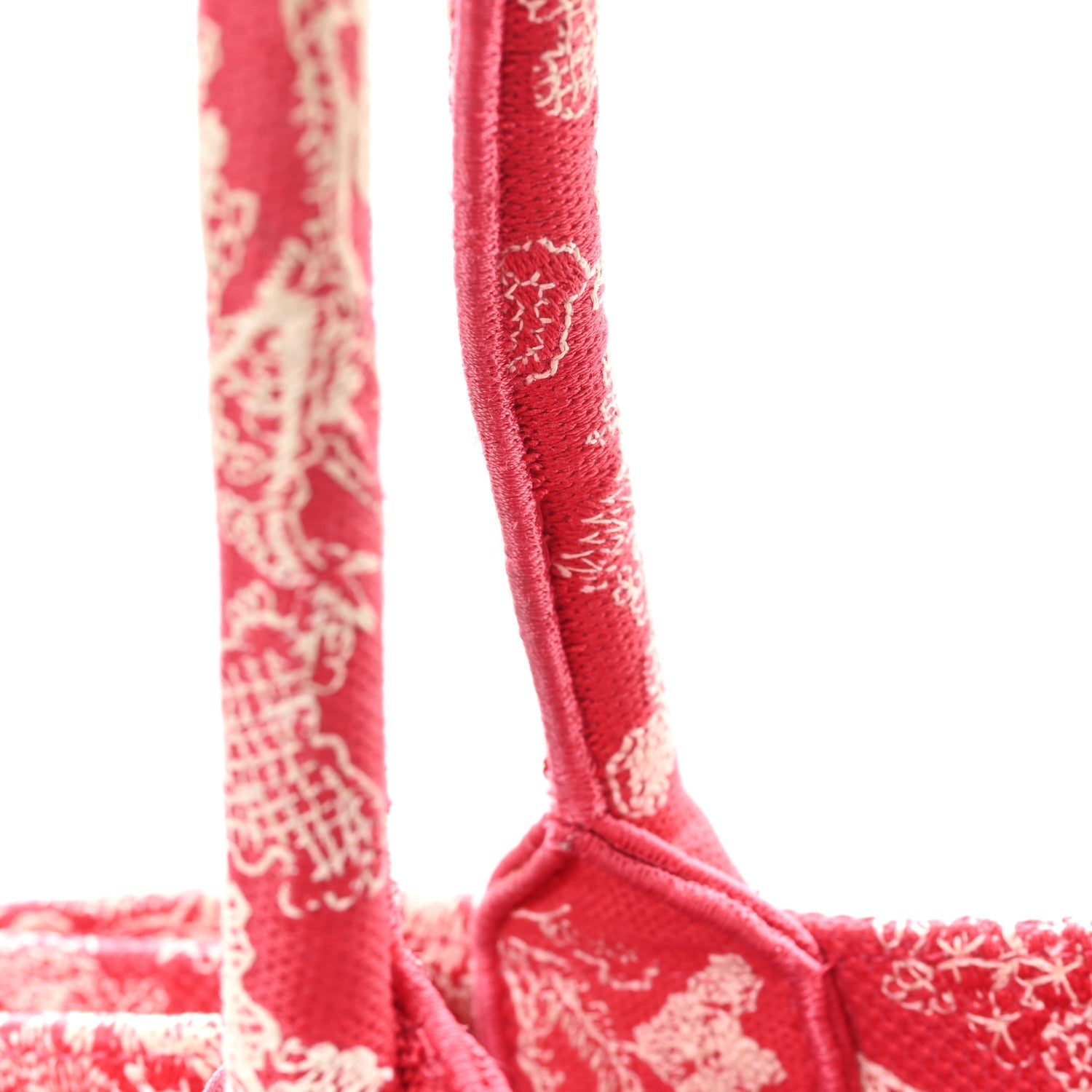 Canvas Embroidered Medium D1ORiviera Toile De Jouy Book Tote Raspberry