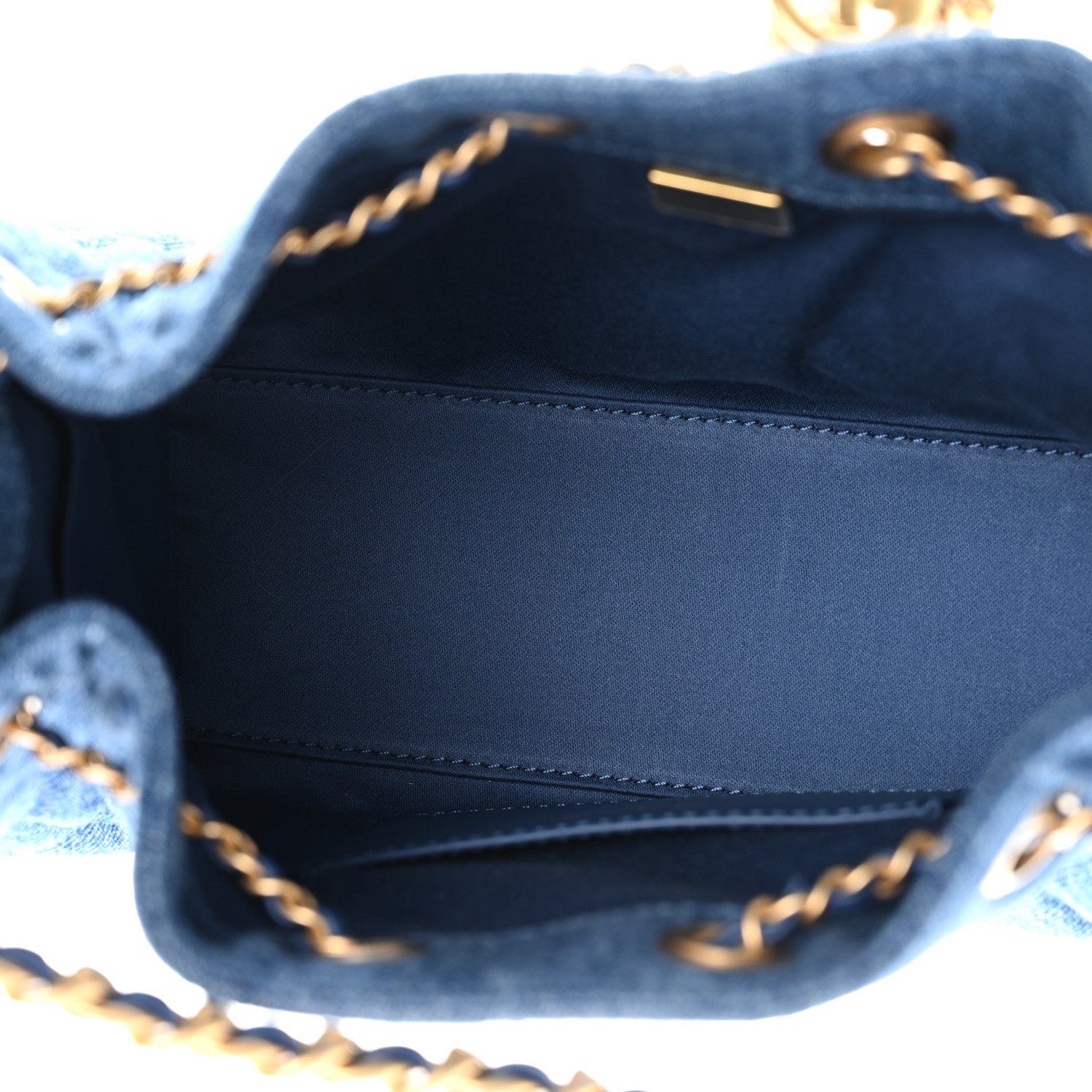 Washed Denim Quilted Mini CHNL 25 Handbag Blue