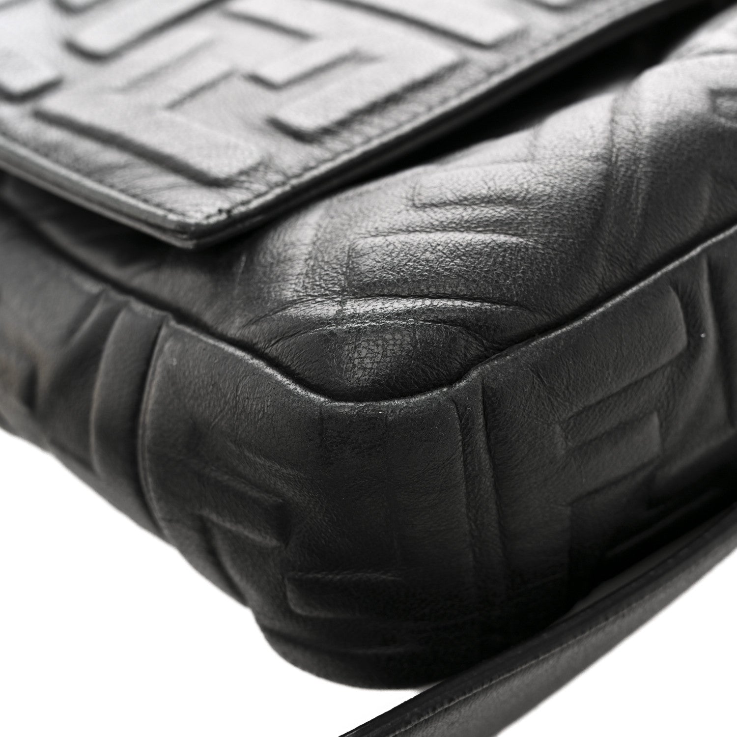 Nappa FF 1974 Embossed Large Baguette Black