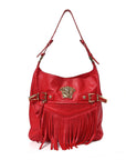 Calfskin Palazzo Fringe Shoulder Bag Red