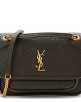 Grained Lambskin Monogram Mini Niki Chain Satchel Dark Cork