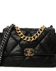 Goatskin Quilted Large CHNL 19 Flap Black