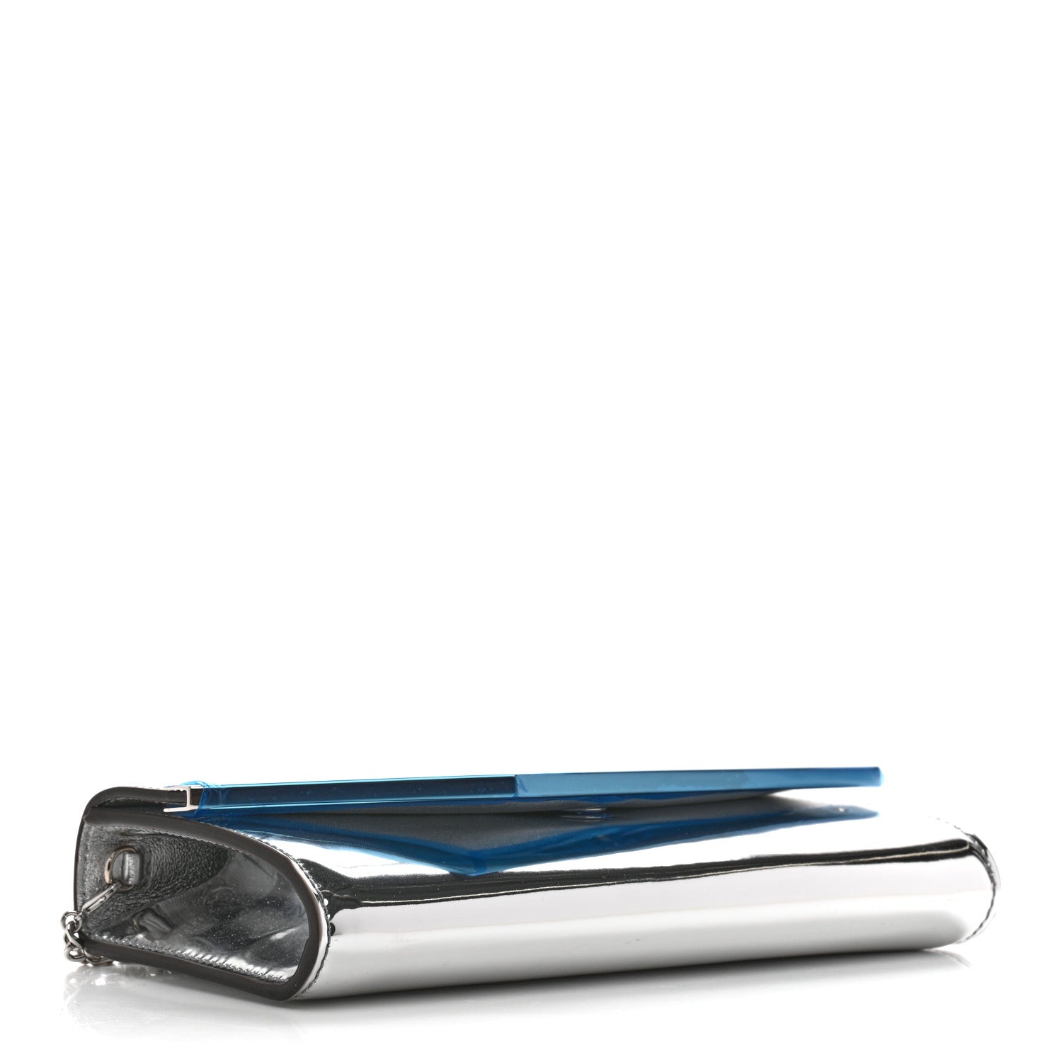 Metallic Mirror Fabric Emmie Clutch Bag Silver
