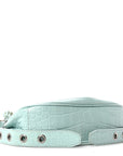 Extra Supple Calfskin Crocodile Embossed Le Cagole Shoulder Bag XS Green Acqua