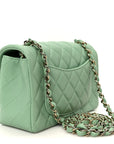 Lambskin Quilted Mini Rectangular Flap Green