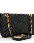 Calfskin Matelasse Small GG Marmont Shoulder Bag Black
