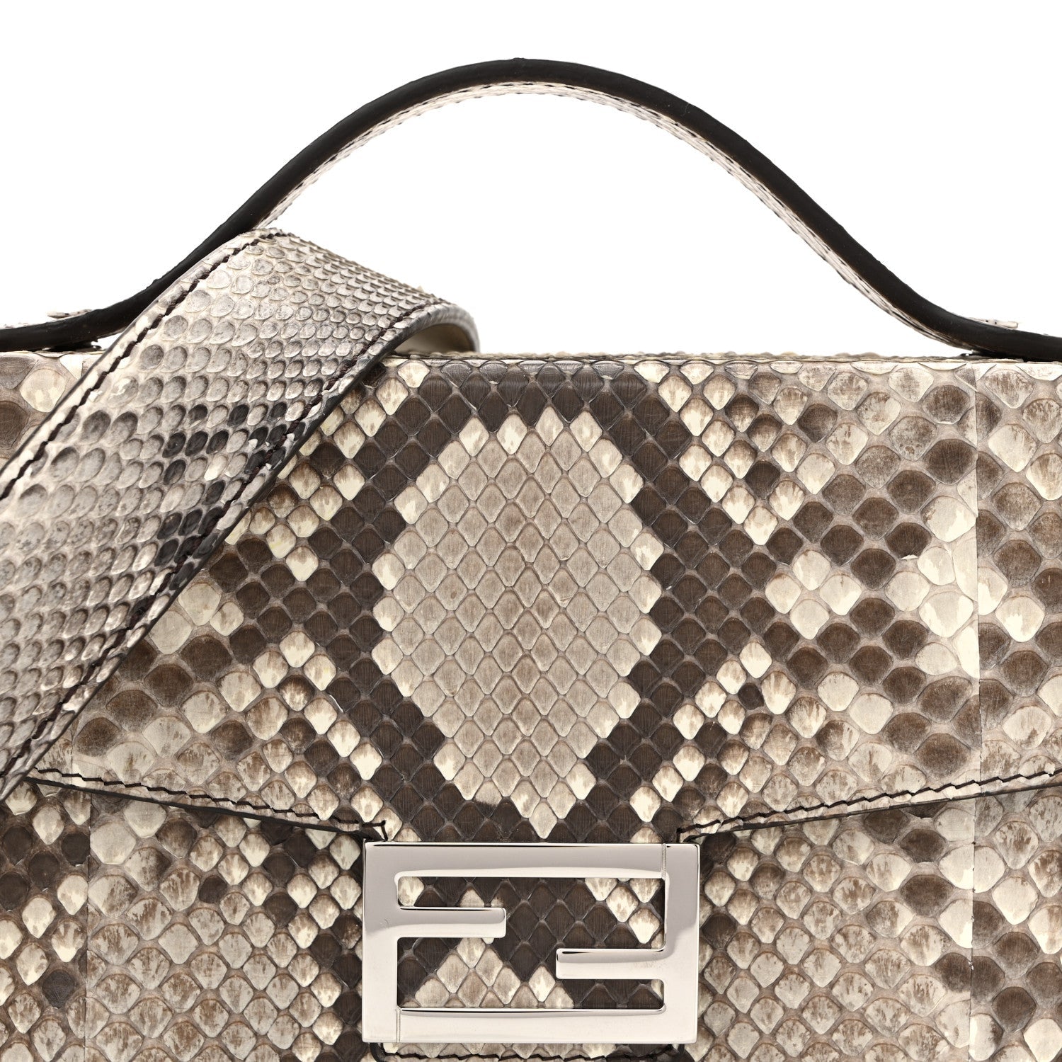 Snakeskin Baguette Soft Trunk White Camelia