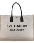 Linen Calfskin Rive Gauche Tote Greggio Natural