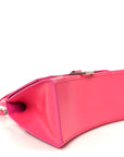 Shiny Box Calfskin Small Hourglass Top Handle Bag Acid Fuchsia
