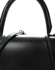 Shiny Box Calfskin Small Hourglass Top Handle Bag Black