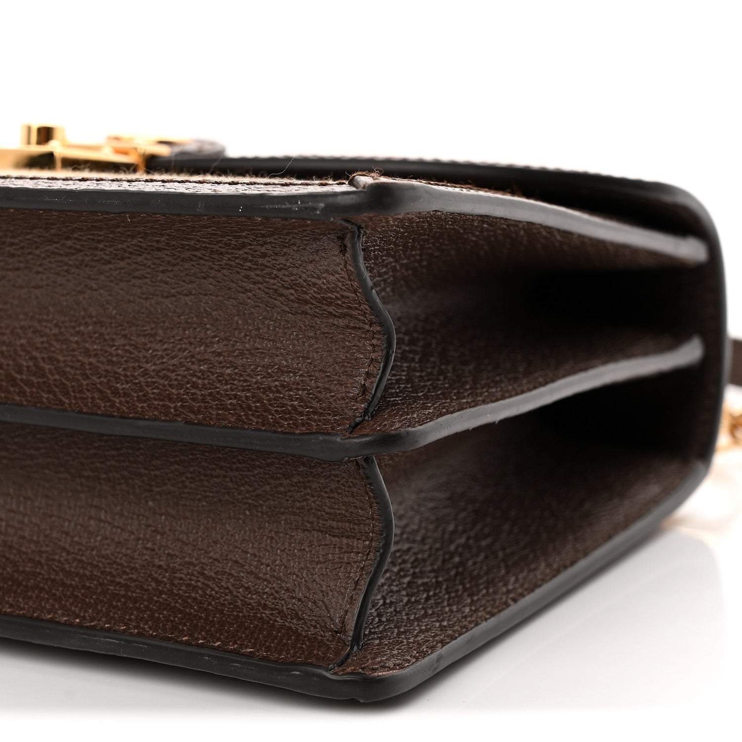 Monogram Jumbo GG Textured Dollar Calfskin Web Small Ophidia Padlock Top Handle Bag Camel Ebony New Acero