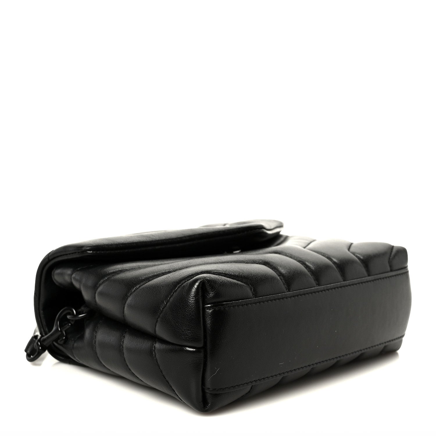 Calfskin Y Quilted Monogram Monochrome Toy Loulou Crossbody Bag Black