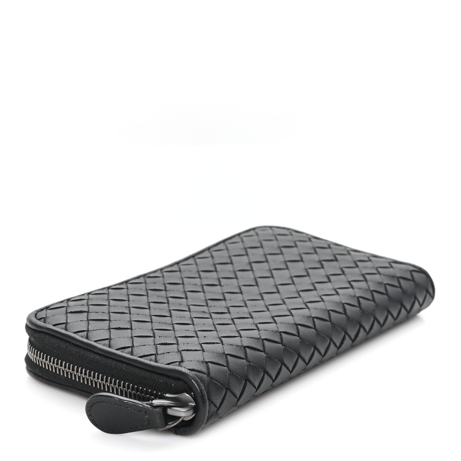 Nappa Intrecciato Zip Around Wallet Black