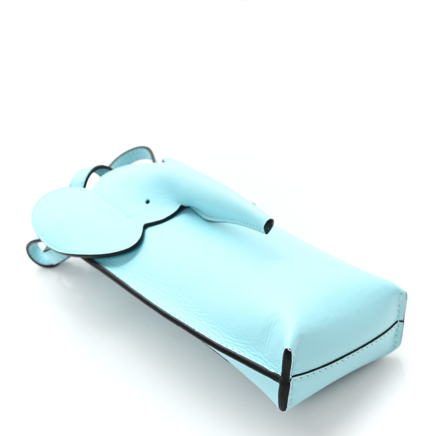 Calfskin Elephant Pouch Crossbody Bag Light Blue